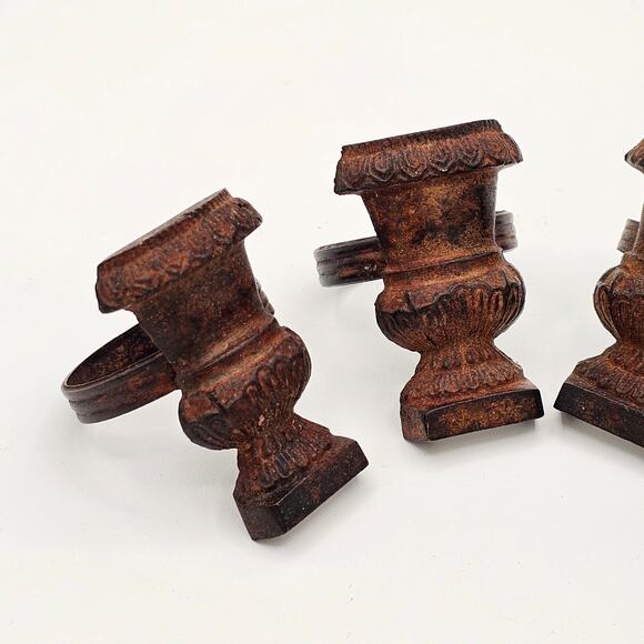 Vintage Cast Iron Napkin Rings Set of 4 | Rustic Victorian Metal Table Decor - Picture 3 of 5